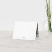 雪のサンタファミリーフォトパープルメリークリスマス シーズンカード (裏面)