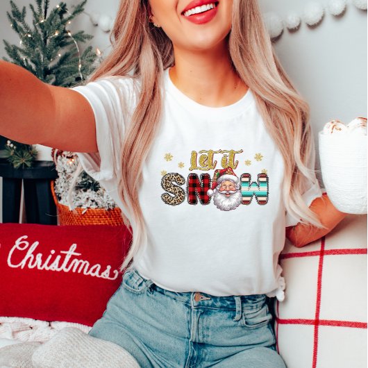 雪のサンタ・ウィメンズ・クリスマス Tシャツ