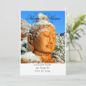 雪のサンダーコーブに木製のブッダ 招待状 (スタンド正面)