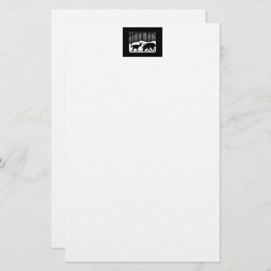 雪のシカ 便箋 (正面/裏面)