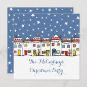 雪のシパーソナライズされたーンクリスマスパーティの招待状 (正面/裏面)