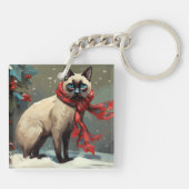 雪のシャム猫 クリスマス キーホルダー (裏面)
