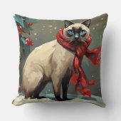 雪のシャム猫 クリスマス クッション (正面)