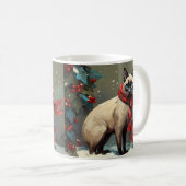 雪のシャム猫 クリスマス コーヒーマグカップ (正面右)