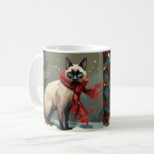 雪のシャム猫 クリスマス コーヒーマグカップ (正面左)