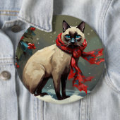 雪のシャム猫 クリスマス 缶バッジ (インサイチュ)