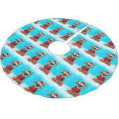 雪のシュナウザーとクリスマスプレゼント ブラッシュドポリエステルツリースカート (アングル)