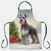 雪のシュナウザー犬 クリスマス エプロン (正面)