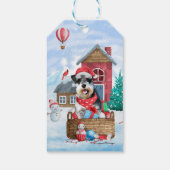 雪のシュナウツァードッグのクリスマスドッグハウス ギフトタグ (裏面)