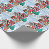 雪のシュナウツァードッグのクリスマスドッグハウス ラッピングペーパー (角)