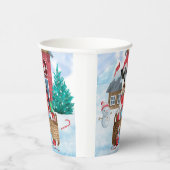雪のシュナウツァードッグのクリスマスドッグハウス 紙コップ (右)
