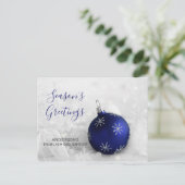 雪のシーエレガントンネイビーオーナメントビジネスホリデー シーズンポストカード (スタンド正面)