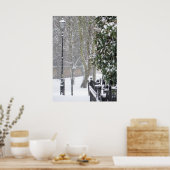 雪のシーンと古い通りライトポスター ポスター (キッチン)