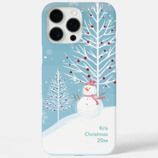 雪のシーンと雪だるまクリスマスフォンケース Case-Mate iPhoneケース (裏面)