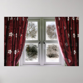 雪のシーンに対するウィンドウビュー ポスター