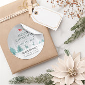 雪のシーンのクリスマスと新年の挨拶アドレス ラウンドシール