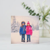 雪のシーンの女の子二人クリスマスデザイン 招待状 (スタンド正面)