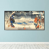 雪のシーンの雪景色の恋人、豊国愛好家、豊国 キャンバスプリント (インサイチュ (ウッドフロア))