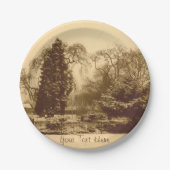 雪のシーンパーク風景オリジナルセピア写真 ペーパープレート (正面)