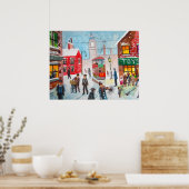 雪のシーン冬の煙突はGブ絵画ースを掃引 ポスター (キッチン)