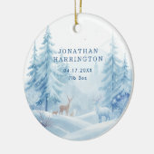 雪のシーン初めてのクリスマスベビー写真 セラミックオーナメント (左)