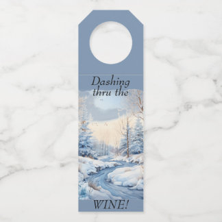 "雪のシーン"カスタム気持ちワインボトルラベル ボトルネックタグ