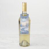 "雪のシーン"カスタム気持ちワインボトルラベル ボトルネックタグ (ボトル)