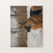 雪のジャーマン・シェパード ジグソーパズル (縦)