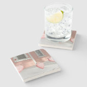 雪のジンジャーブレッドハート- Martha's Vineyard ストーンコースター (横)