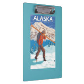 雪のスキーヴィンテージ旅行3を運んでいるスキーヤー クリップボード (右)