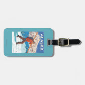 雪のスキーヴィンテージ旅行3を運んでいるスキーヤー ラゲッジタグ (正面横)