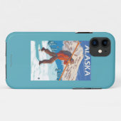雪のスキーヴィンテージ旅行3を運んでいるスキーヤー Case-Mate iPhoneケース (裏面(横))