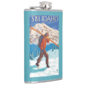 雪のスキー-アイダホ--を運んでいるスキーヤー フラスク (右)