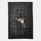 雪のスキー; クールな黒 キッチンタオル (縦)