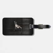 雪のスキー; クールな黒 ラゲッジタグ (裏面横)