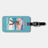 雪のスキー-スティーヴンスのパス、WA --を運んでいるスキーヤー ラゲッジタグ (正面横)