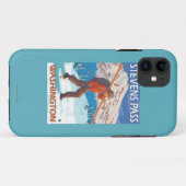 雪のスキー-スティーヴンスのパス、WA --を運んでいるスキーヤー Case-Mate iPhoneケース (裏面(横))