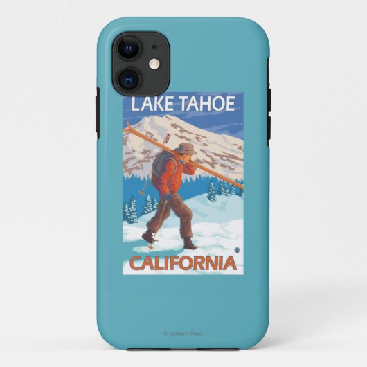 雪のスキー-タホ湖、Californi --を運んでいるスキーヤー Case-Mate iPhoneケース (裏面)