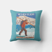 雪のスキー-ホイスラー、紀元前にカナダ--を運んでいるスキーヤー クッション (裏面)