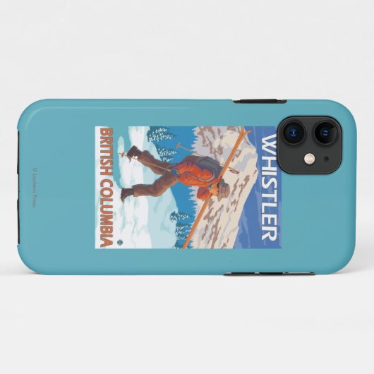 雪のスキー-ホイスラー、紀元前にカナダ--を運んでいるスキーヤー Case-Mate iPhoneケース (裏面(横))