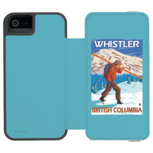 雪のスキー-ホイスラー、紀元前にカナダ--を運んでいるスキーヤー INCIPIO iPhoneウォレットケース (フォリオオープン)