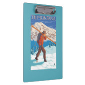 雪のスキー-モンタナ--を運んでいるスキーヤー クリップボード (右)