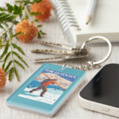 雪のスキー-ロッキー山脈--を運んでいるスキーヤー キーホルダー (正面右)