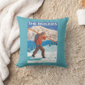 雪のスキー-ロッキー山脈--を運んでいるスキーヤー クッション (ブランケット)