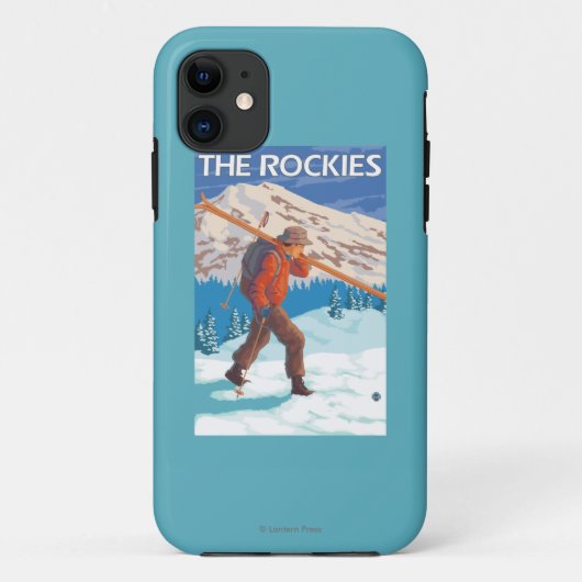 雪のスキー-ロッキー山脈--を運んでいるスキーヤー Case-Mate iPhoneケース (裏面)