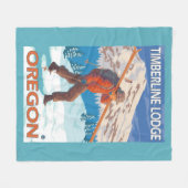 雪のスキー-樹木限界線ロッジ--を運んでいるスキーヤーまたは フリースブランケット (正面(横))