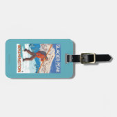 雪のスキー-氷河ピーク、WA --を運んでいるスキーヤー ラゲッジタグ (正面横)