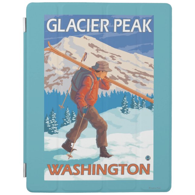 雪のスキー-氷河ピーク、WA --を運んでいるスキーヤー iPadスマートカバー (正面)