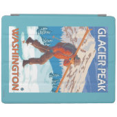 雪のスキー-氷河ピーク、WA --を運んでいるスキーヤー iPadスマートカバー (横)
