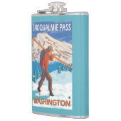 雪のスキー- Snoqualmieのパス、WA --を運んでいるスキーヤー フラスク (左)